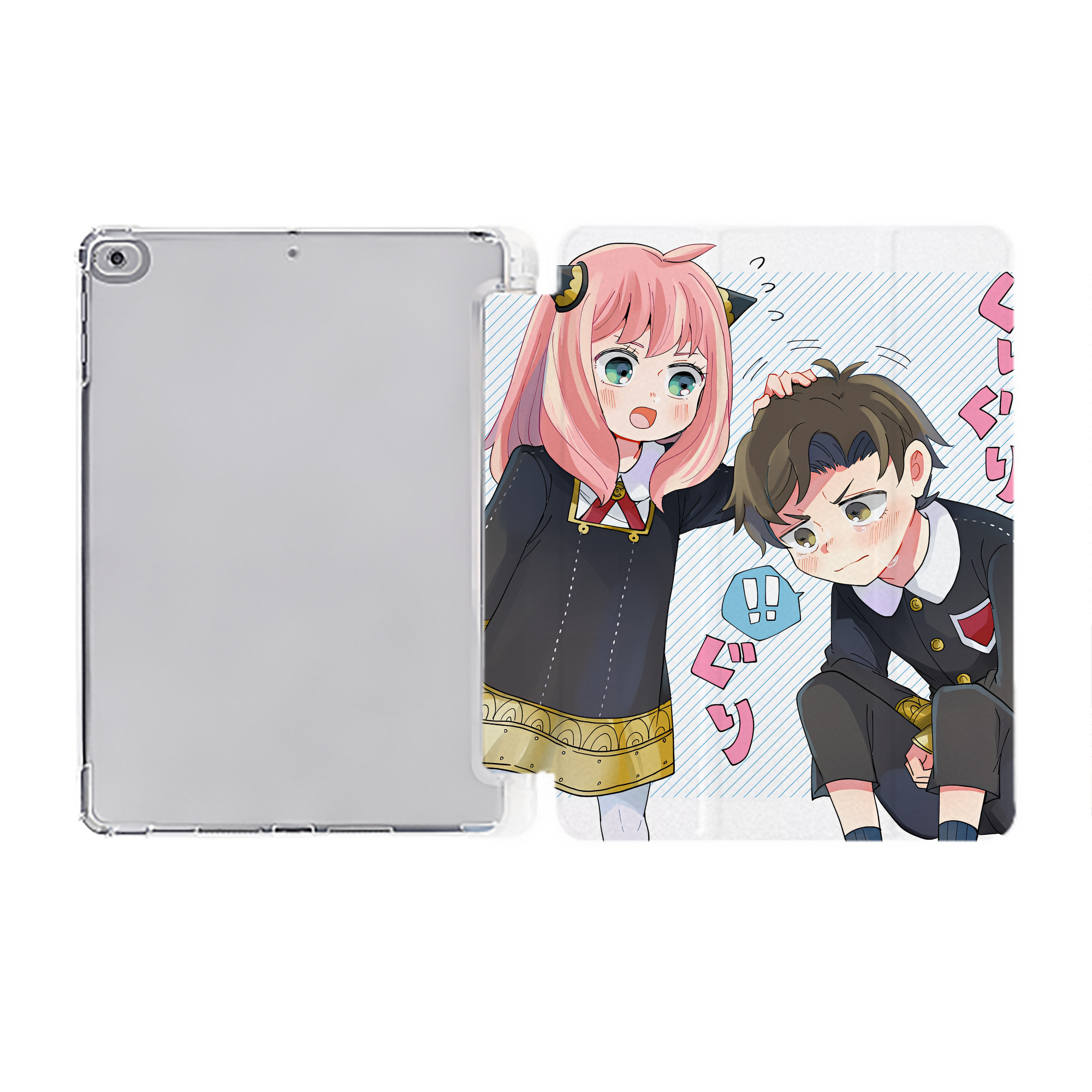 （画像用） SPY×FAMILY间谍家家酒 IPad ケース ペン収納付き 三つ折りスタンド PUレザー×シリコン 対応機種9.5/10.5/10.9インチ
